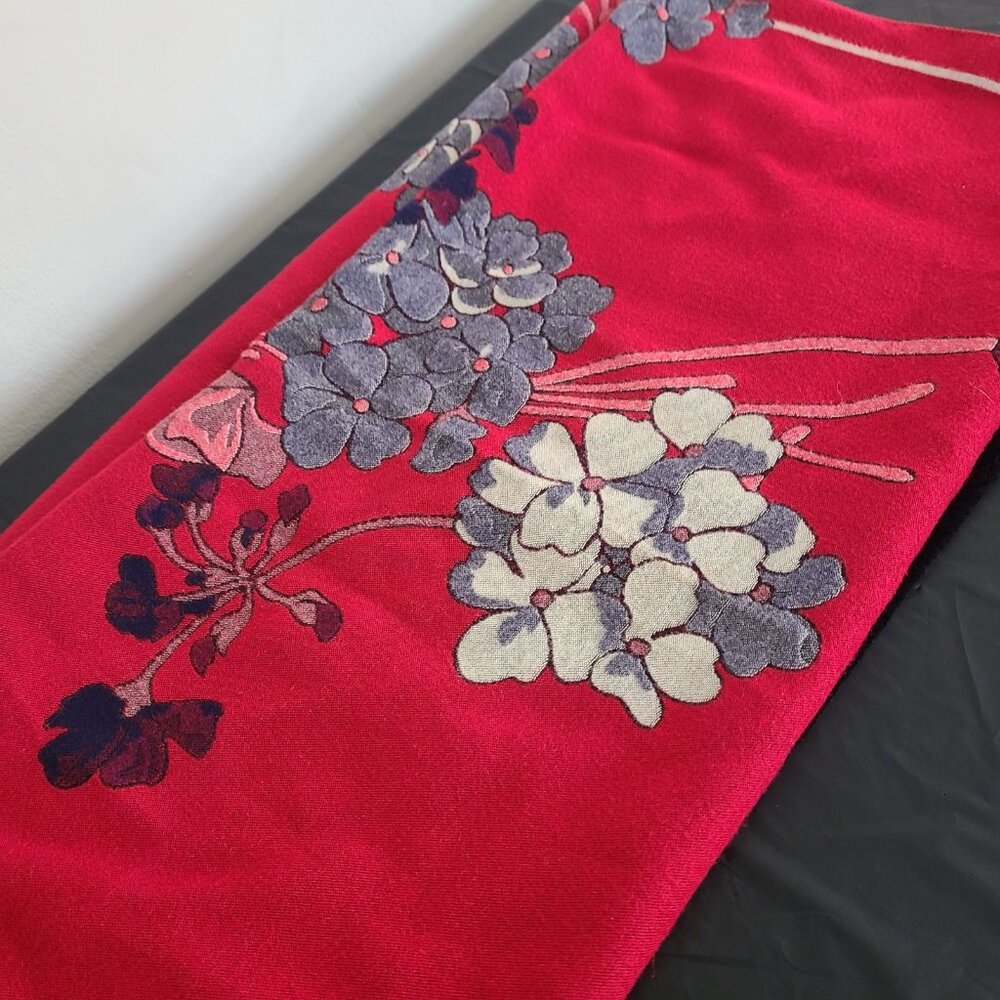 SAACHI Scarf Shawl Large Wrap 70" x 27" Brown Floral Red - Picture 3 of 4